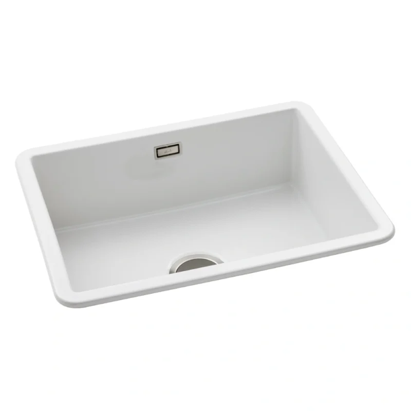 Abode Sandon Large 1 Bowl Ceramic Undermount / Inset Sink – White