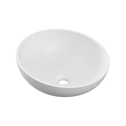 Incline 380 x 380mm Round 0 Tap Hole Resin Washbowl – Matte White