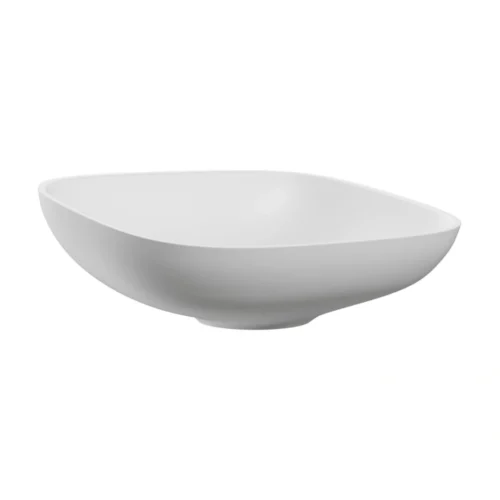Incline 500 x 380mm Rounded Rectangle 0 Tap Hole Resin Washbowl – Matte White