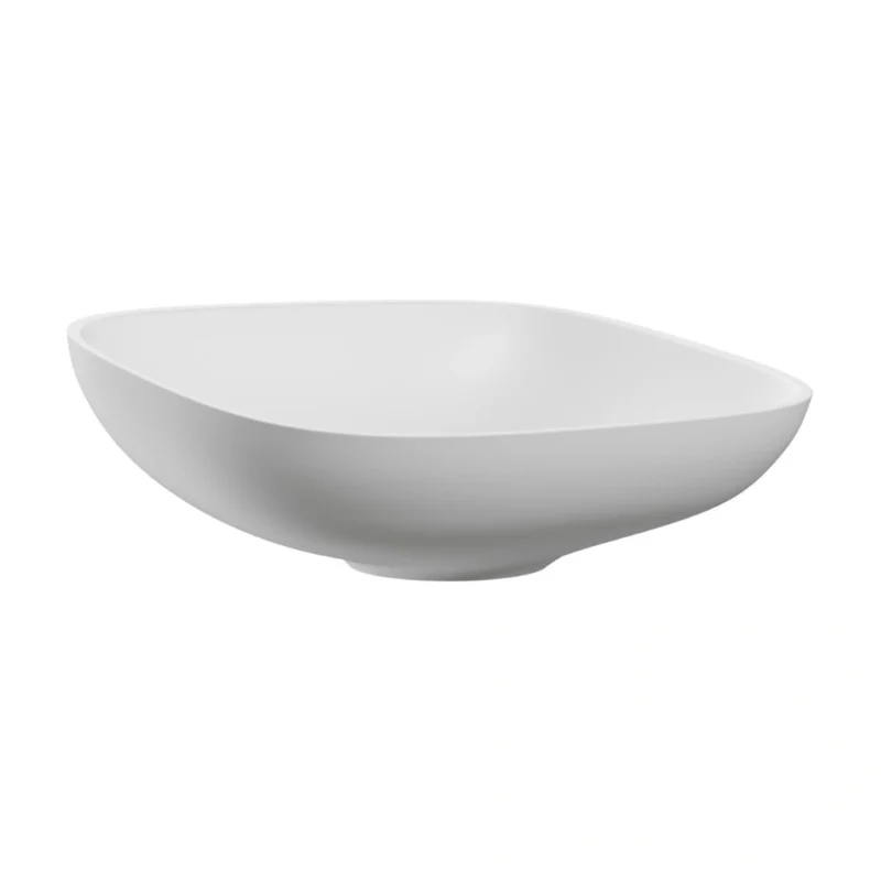 Incline 500 x 380mm Rounded Rectangle 0 Tap Hole Resin Washbowl – Matte White