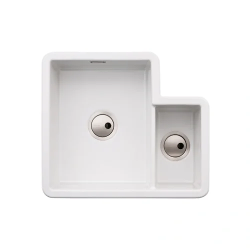 Abode Sandon 1.5 Bowl Left‑Hand Ceramic Undermount / Inset Sink – White