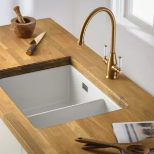 Abode Sandon 1.5 Bowl Ceramic Undermount / Inset Sink – White