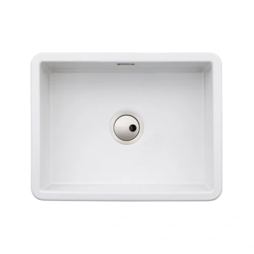 Abode Sandon Large 1 Bowl Ceramic Undermount / Inset Sink – White