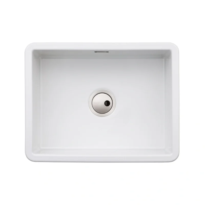 Abode Sandon Large 1 Bowl Ceramic Undermount / Inset Sink – White