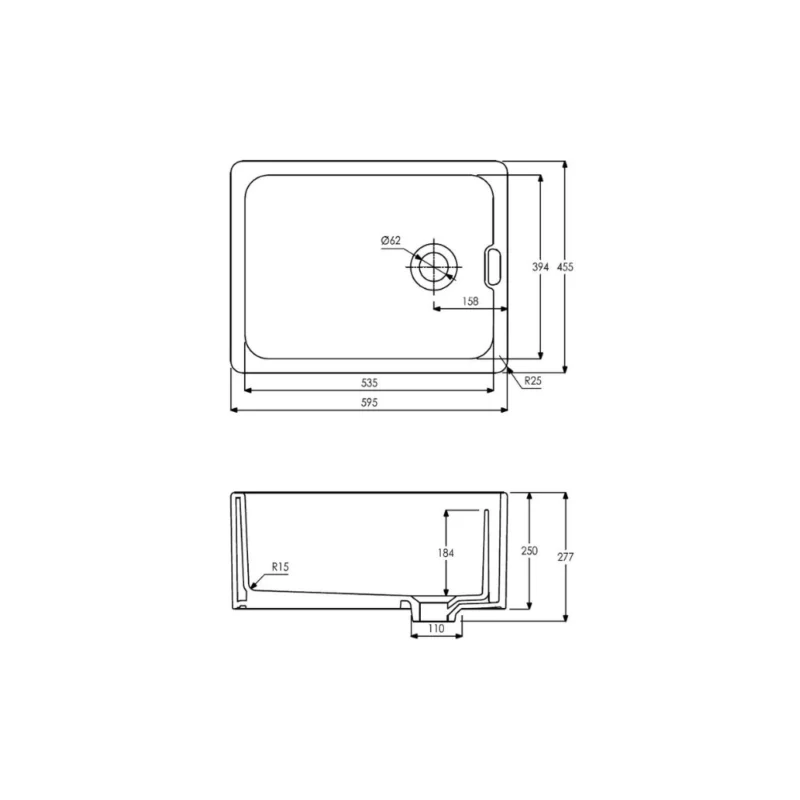Copy of Full Basin (2) Abode New Belfast 1 Bowl Undermount Fireclay Sink – White