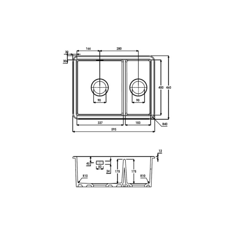 Abode Sandon 1.5 Bowl Ceramic Undermount / Inset Sink – White
