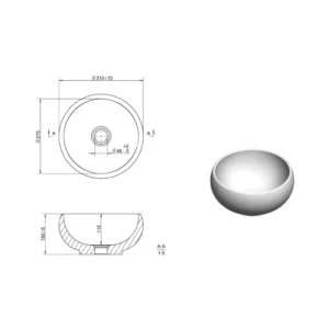 Penny 310mm Compact Round Countertop Washbowl – Gloss White