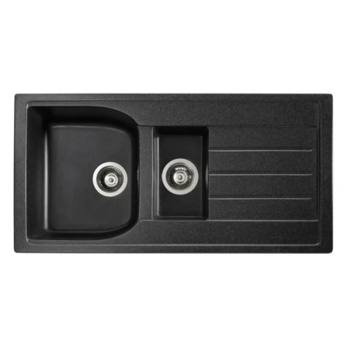 Abode Oriel 1.5 Bowl & Drainer Granite Inset Sink – Black Metallic